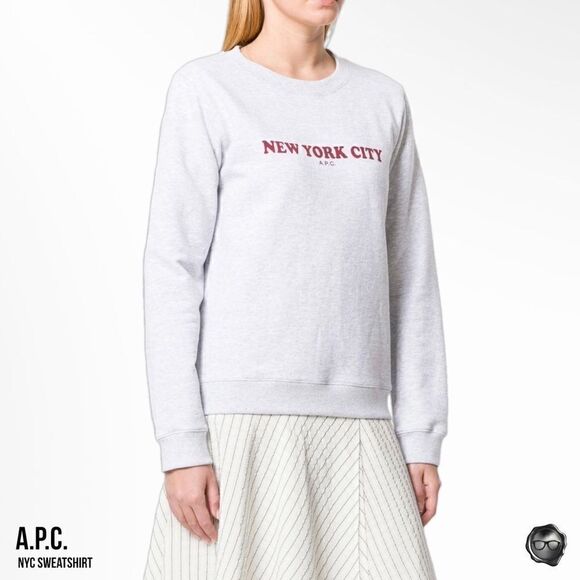 A.P.C. U.S. NEW YORK CITY GRAPHIC SWEATSHIRT IN GREY / GRIS CHINE - Picture 5 of 9